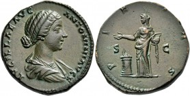 Lucilla, daughter of Marcus Aurelius and wife of Lucius Verus. Sestertius circa 164-169, Æ 22.90 g. LVCILLAE AVG ANTONIN AVG F Draped and diademed bus...