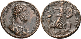 Commodus augustus, 177 – 192. Medallion 190-192, Æ 45.41 g. M COMMODVS ANTONINVS PIVS FELIX AVG BRIT Laureate, draped and cuirassed bust r. Rev. MINER...