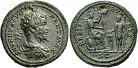 Septimius Severus, 193 – 211. Medallic dupondius 200-201, Æ 17.29 g. SEVERVS AVG – PART MAC Laureate, draped and cuirassed bust r. Rev. RESTI – TV[T]O...