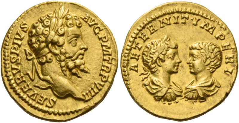 Septimius Severus, 193 – 211. Aureus 201, AV 7.36 g. SEVERVS PIVS – AVG P M TR P...