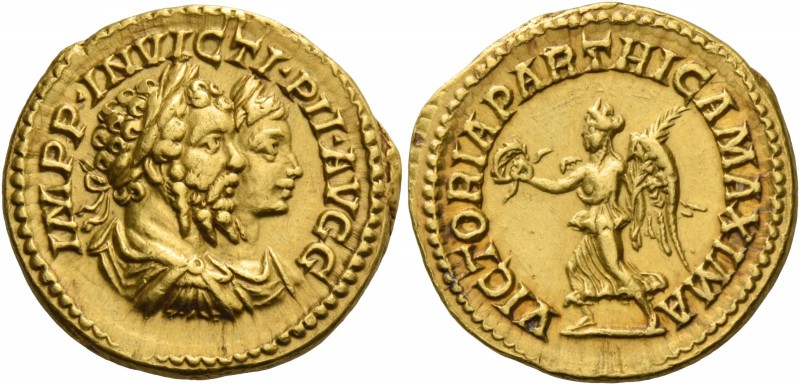 Septimius Severus, 193 – 211. Aureus 202-210, AV 7.24 g. IMPP INVICTI PII AVGG C...