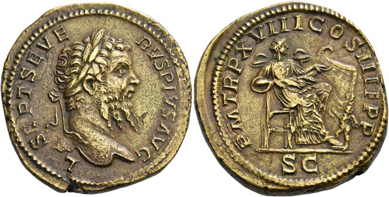Septimius Severus, 193 – 211. Sestertius 210, Æ 26.26 g. L SEPT SEVE – RVS PIVS ...