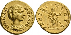 Julia Domna, wife of Septimius Severus. Aureus 193-196 (?), AV 7.18 g. IVLIA DO – MNA AVG Draped bust r. Rev. VENERI – VICTR Venus, naked to waist, st...