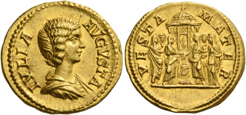 Julia Domna, wife of Septimius Severus. Aureus 196-211, AV 7.15 g. IVLIA – AVGVS...
