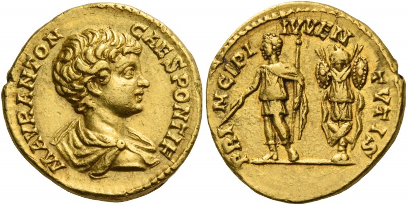 Caracalla caesar, 195 – 198. Aureus 195-198, AV 7.46 g. M AVR ANTON – CAES PONTI...