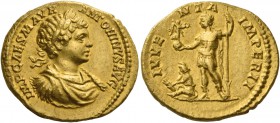 Caracalla augustus, 198 – 217. Aureus 198-199, AV 7.07 g. IMP CAES M AVR – ANTONINVS AVG Laureate, draped and cuirassed bust r. Rev. IVVE – NTA – IMPE...