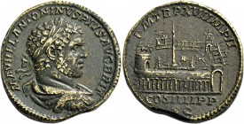 Caracalla augustus, 198 – 217. Sestertius 213, Æ 22.89 g. M AVREL ANTONINVS PIVS AVG BRIT Laureate, draped and cuirassed bust r. Rev. P M TR P XVI IMP...