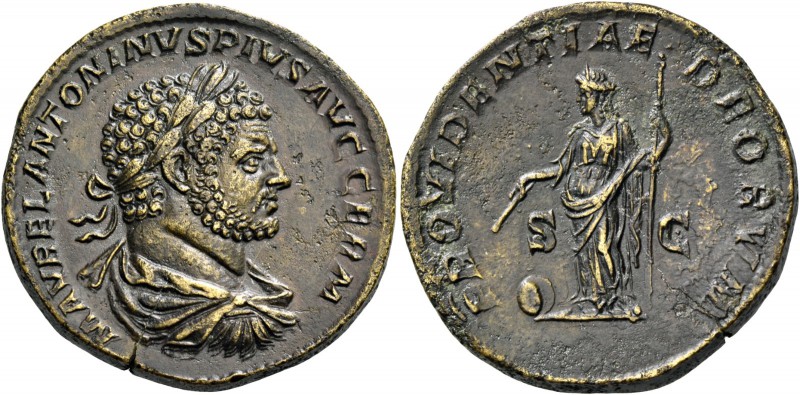 Caracalla augustus, 198 – 217. Sestertius circa 214-217, Æ 24.53 g. M AVREL ANTO...