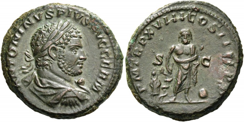 Caracalla augustus, 198 – 217. As 215, Æ 12.68 g. ANTONINVS PIVS AVG GERM Laurea...
