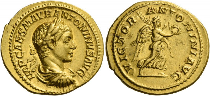 Elagabalus, 218 – 222. Aureus circa 218–219, AV 6.49 g. IMP CAES M AVR ANTONINVS...