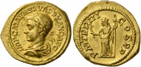 Severus Alexander, 222 – 235. Quinarius 224, AV 3.45 g. IMP C M AVR SEV ALEXAND AVG Laureate and draped bust l. Rev. P M TR P III – COS P P Pax standi...