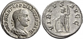 Gordian II, March – April 238. Denarius March-April 238, AR 3.25 g. IMP M ANT GORDIANVS AFR AVG Laureate, draped and cuirassed bust r. Rev. VIRTVS – A...