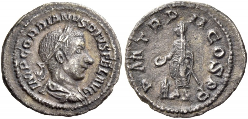 Gordian III augustus, 238 – 244. Quinarius March-May 240, AR 1.10 g. IMP GORDIAN...