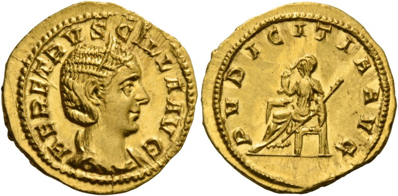 Herennia Etruscilla, wife of Trajan Decius. Aureus 249–251, AV 4.49 g. HER ETRVS...