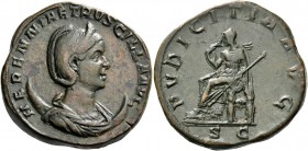 Herennia Etruscilla, wife of Trajan Decius. Double Sestertius 249-251, Æ 39.67 g. HERENNIA ETRVSCILLA AVG Draped and diademed bust r., set on crescent...