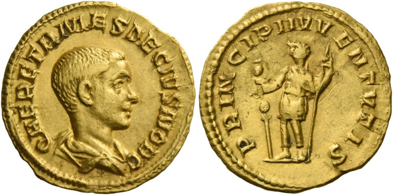 Herennius Etruscus caesar, 249 –251. Aureus circa 250-251, AV 3.43 g. Q HER ETR ...