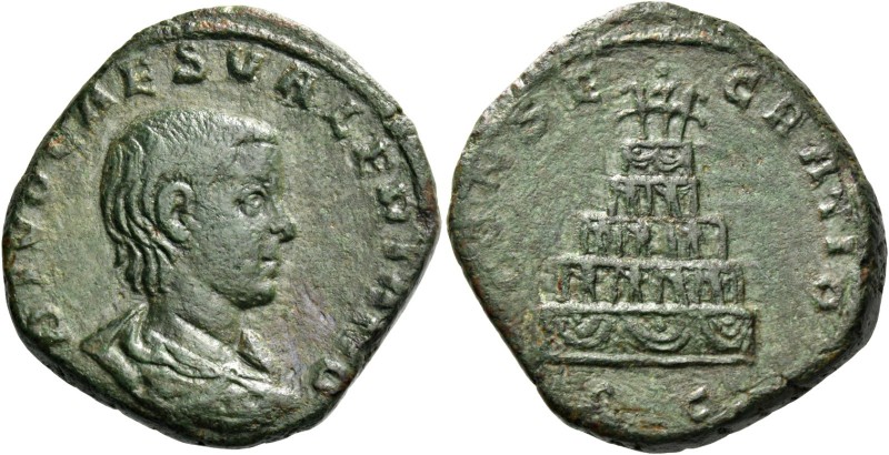 Divo Valeriano II, son of Gallienus. Sestertius 258, Æ 18.61 g. DIVO CAES VALERI...