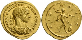 Aurelian, 270 – 275. Aureus 2nd half 274, AV 4.80 g. IMP C L DOM AVRE – LIANVS P F AVG Laureate and cuirassed bust r. Rev. VI – RTVS AVG Mars striding...