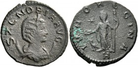 Zenobia, mother of Vabalathus. Antoninianus, Emesa (?) late April – early Summer 272, billon 3.17 g. S ZENOBIA AVG Diademed and draped bust r. on cres...