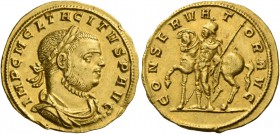 Tacitus, 275 – 276. Aureus, Siscia 275-276, AV 4.40 g. IMP C M CL TACITVS P AVG Laureate, draped and cuirassed bust r. Rev. CONSERVAT – OR AVG Castor ...