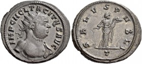 Tacitus, 275 – 276. Antoninianus, Ticinum 276, billon 5.40 g. IMP C M CL TACITVS AVG Radiate bust r., wearing drapery on l. shoulder. Rev. SALVS PVBLI...