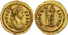 Probus, 276 – 282. Quinarius 276–282, AV 3.27 g. PROBV – S AVG Laureate and cuirassed bust r. Rev. FIDES MI – LITVM Fides standing l., holding standar...