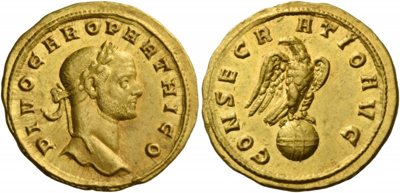 Carus, 282 – 283. Divo Caro. Aureus, Siscia after 283, AV 4.62 g. DIVO CARO PART...