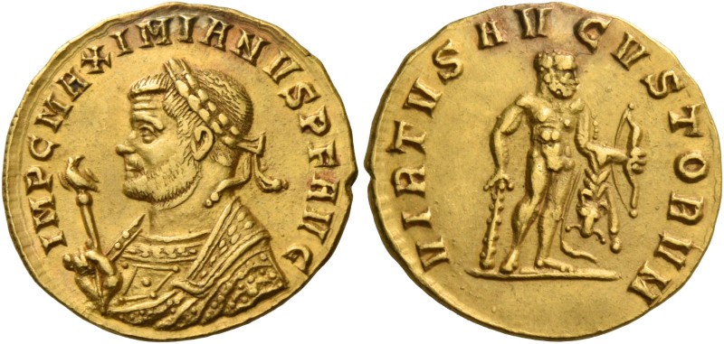 Maximianus Herculius first reign, 286 – 305. Aureus, Siscia 286, AV 5.50 g. IMP ...