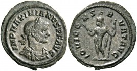 Maximianus Herculius first reign, 286 – 305. Denarius 286, billon 2.20 g. IMP MAXIMIANVS P F AVG Laureate, draped and cuirassed bust r. Rev. IOVI CO –...