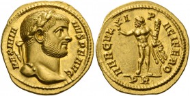 Maximianus Herculius first reign, 286 – 305. Aureus 287, AV 5.46 g. MAXIMI – ANVS P F AVG Laureate head r. Rev. HERCVL – I – P – ACIFERO Hercules, nud...