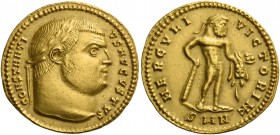 Constantius I Chlorus augustus, 305 – 306. Aureus, Nicomedia 305-306, AV 4.50 g. CONSTANTI – VS AVGVSTVS Laureate head r. Rev. HERCVLI – VICTORI NK li...