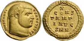 Constantius I Chlorus augustus, 305 – 306. Aureus, Nicomedia 305-306, AV 5.33 g. CONSTANTI – VS AVGVSTVS Laureate head r. Rev. X / CONS / TANT / I AVG...