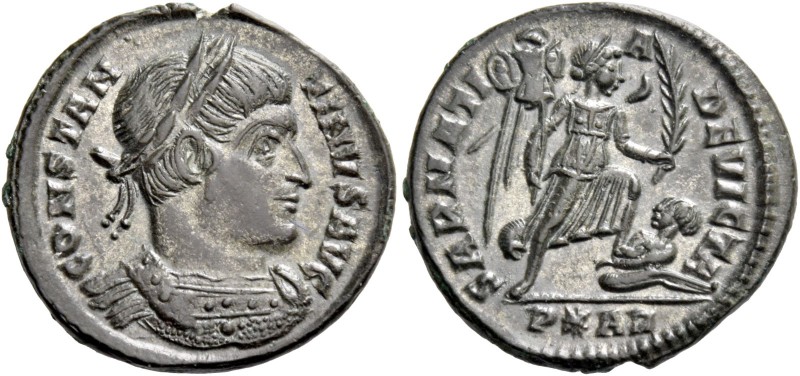 Constantine I, 307 – 337. Follis, Arelate 322-323, Æ 3.19 g. CONSTAN – TINVS AVG...