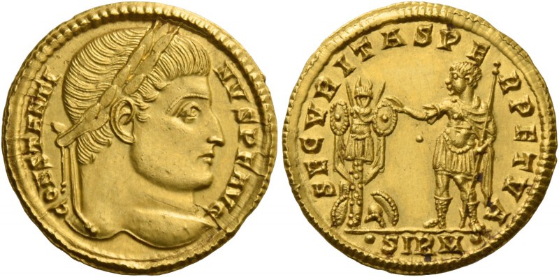 Constantine I, 307 – 337. Solidus, Sirmium 323, AV 4.35 g. CONSTANTI – NVS P F A...