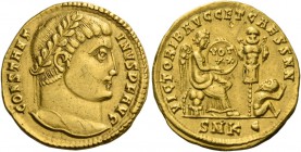 Constantine I, 307 – 337. Solidus, Cyzicus 324, AV 4.63 g. CONSTANT – INVS P F AVG Laureate head r. Rev. VICTORIB AVGG ET CAESS NN Victory seated r. o...