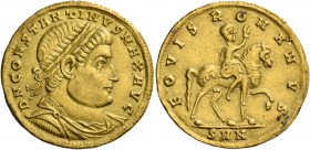 Constantine I, 307 – 337. Medallion of 1½ solidi, Nicomedia 325, AV 6.75 g. D N CONSTANTINVS MAX AVG Laureate, draped and cuirassed bust r. Rev. EQVIS...