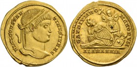 Constantine II caesar, 317 – 337. Solidus, Treveri 328-329, AV 4.35 g. FL CL CONSTAN – TINVS IVN N C Laureate head r. Rev. GAVDIVM RO – MANORVM Aleman...