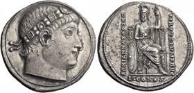 Constantine II caesar, 317 – 337. Medallion of five siliquae, Constantinople 11 May 330, AR 17.00 g. Head r., wearing rosette diadem. Rev. D N CONSTAN...