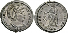Helena, mother of Constantine I. Follis, Treviri 324, Æ 3.36 g. FL HELENA – AVGVSTA Diademed and draped bust r. Rev. SECVRITAS – REIPVBLICAE Securitas...