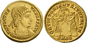 Constans augustus, 337-350. Solidus, Aquileia 340-350, AV 4.55 g. FL IVL CONS – TANS P F AVG Rosette-diademed, draped and cuirassed bust r. Rev. OB VI...