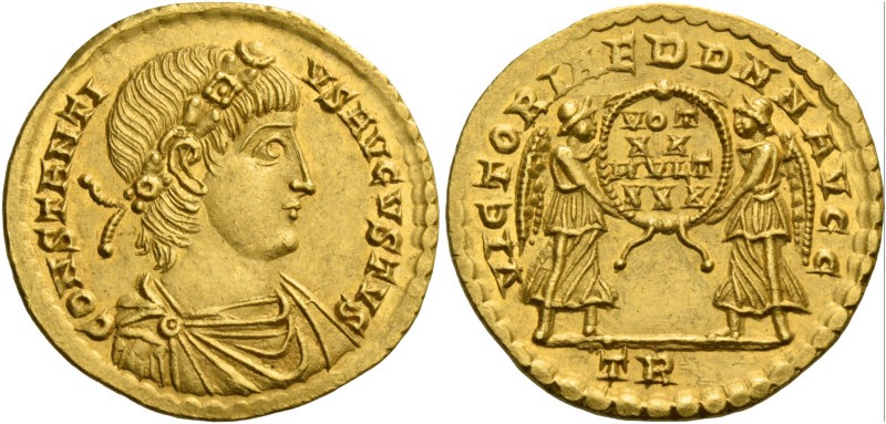Constantius II, 337 – 361. Solidus, Treviri 347-348, AV 4.49 g. CONSTANTI – VS A...