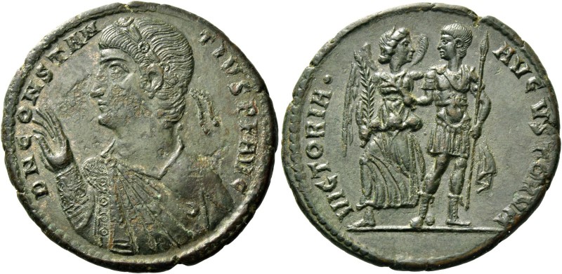 Constantius II, 337 – 361. Medallion 350, Æ 18.19 g. D N CONSTAN – TIVS P F AVG ...