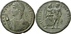Constantius II, 337 – 361. Medallion 350, Æ 18.19 g. D N CONSTAN – TIVS P F AVG Laurel and rosette-diademed bust l., wearing imperial mantle and chlam...
