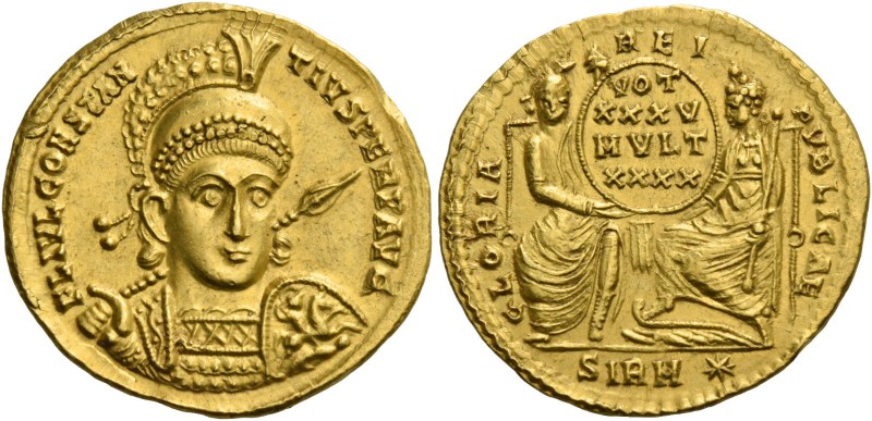 Constantius II, 337 – 361. Solidus, Sirmium 355–361, AV 4.30 g. FL IVL CONSTAN –...