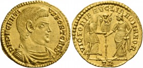 Decentius caesar, 352 – 353. Solidus, Treveri beginning 353-August 353, AV 3.89 g. D N DECENTI – VS FORT CAES Bareheaded, draped and cuirassed bust r....
