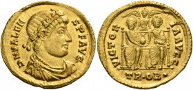 Valens, 364 – 378. Solidus, Treveri circa 367-375, AV 4.48 g. D N VALEN – S P F AVG Rosette-diademed, draped and cuirassed bust r. Rev. VICTOR – IA AV...