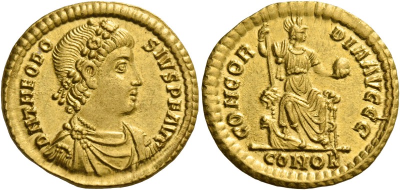 Theodosius I, 379 – 395. Solidus, Constantinopolis 379-383, AV 4.44 g. DN THEODO...