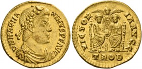 Magnus Maximus, 383 – 388. Solidus, Treveri 383-388, AV 4.46 g. DN MAG MA – XIMVS P F AVG Rosette-diademed, draped and cuirassed bust r. Rev. VICTOR –...