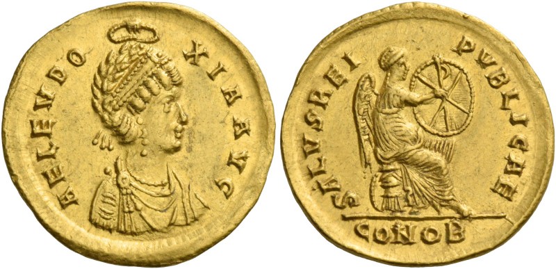 Aelia Eudoxia, wife of Arcadius. Solidus, Constantinopolis 402-403, AV 4.50 g. A...