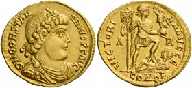 Constantine III, 407 – 411. Solidus, Arles 408-411, AV 4.46 g. D N CONSTAN – TINVS P F AVG Rosette-diademed, draped and cuirassed bust r. Rev. VICTORI...